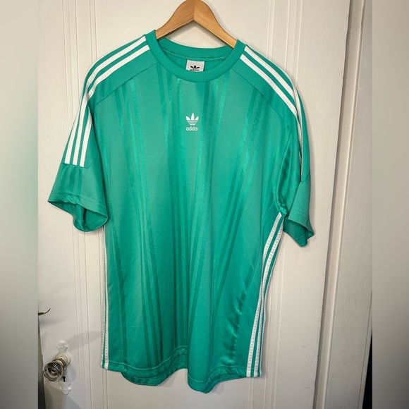 Adidas Originals - 3 Stripes Jacquard Hi-Res Green Soccer Jersey - Size 2XL 3XL - Picture 1 of 10